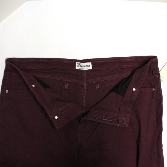 No Boundaries XXL (20) No Waist Wide Leg Baggy Burgundy Jeans - Picture 3 of 14